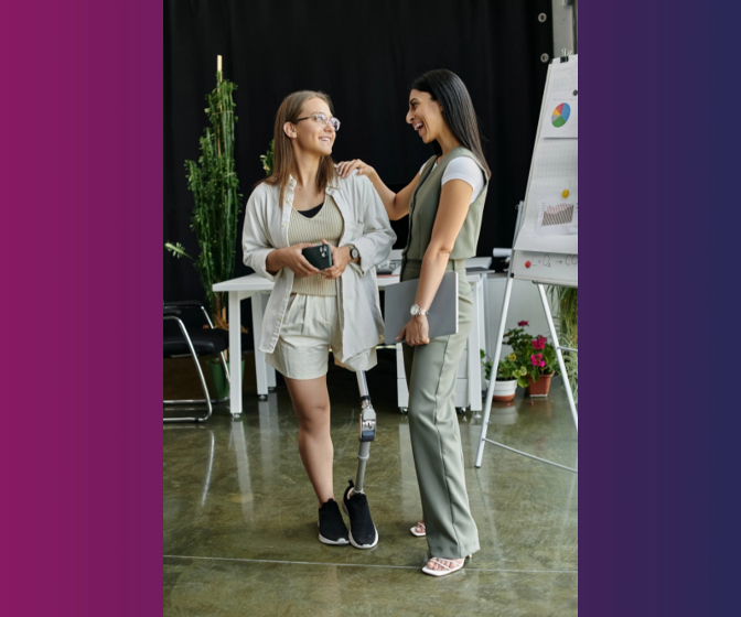 Two women talking